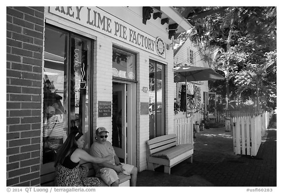 Key Line Pie Factory with customers. Key West, Florida, USA (black and white)