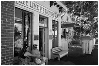 Key Line Pie Factory with customers. Key West, Florida, USA ( black and white)