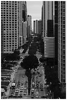 Brickell Avenue from above, Miami. Florida, USA ( black and white)