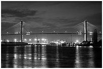 Savannah Bridge at dusk. Savannah, Georgia, USA ( black and white)