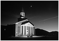Church and moonrise. Georgia, USA (black and white)