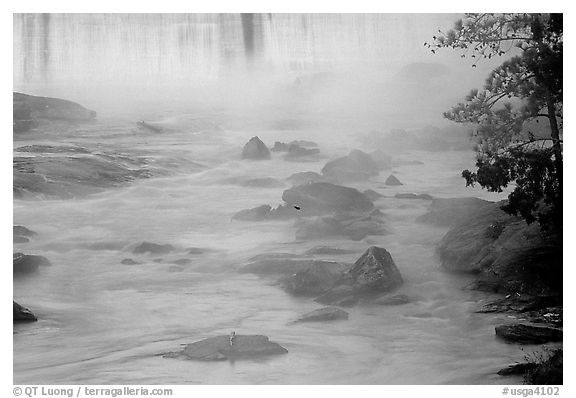 Waterfall at sunrise in High Falls State Park. Georgia, USA (black and white)