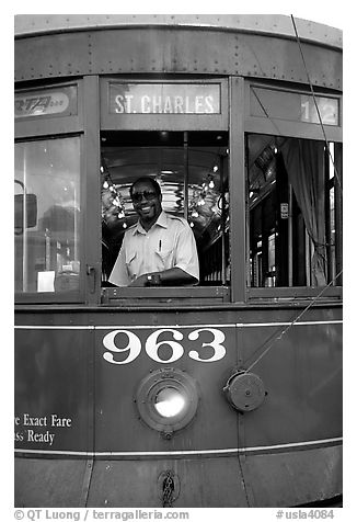 Saint-Charles tramway, Garden District. New Orleans, Louisiana, USA (black and white)