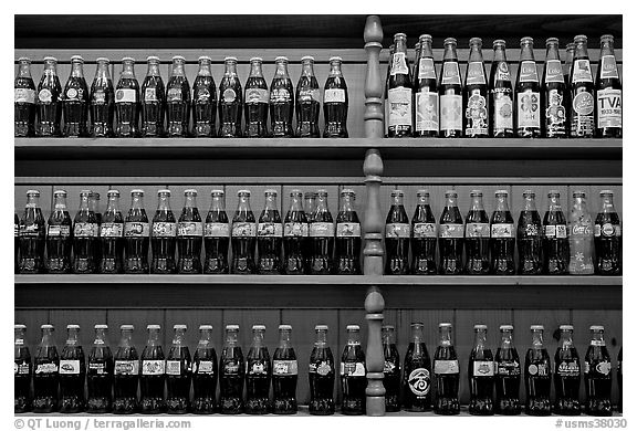 Collectino of Coca Cola bottles. Vicksburg, Mississippi, USA