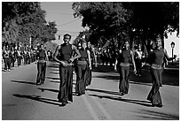 African American youngsters during parade. Beaufort, South Carolina, USA ( black and white)