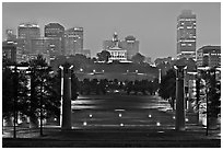Night skyline with State Capitol from Bicentenial State Park. Nashville, Tennessee, USA (black and white)