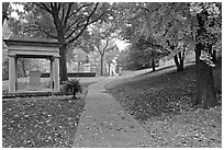 Path and memorial in gardens of state capitol. Nashville, Tennessee, USA (black and white)