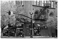 Brick building at street corner. Nashville, Tennessee, USA (black and white)