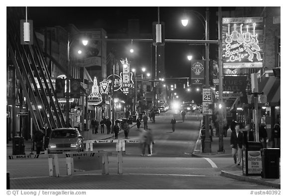 Beale Street at night. Memphis, Tennessee, USA