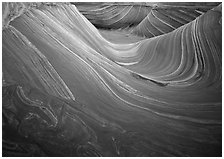 Ondulating stripes, the Wave. Coyote Buttes, Vermilion cliffs National Monument, Arizona, USA ( black and white)