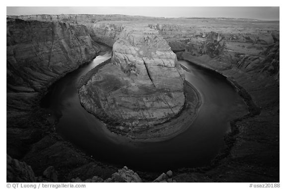 Horseshoe Bend of the Colorado River near Page. USA (black and white)