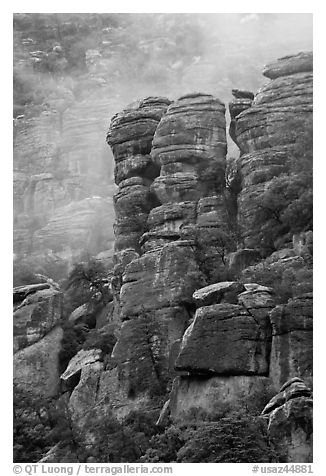 Pinnacles and fog. Chiricahua National Monument, Arizona, USA