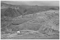 Open pit copper mining, Morenci. Arizona, USA ( black and white)