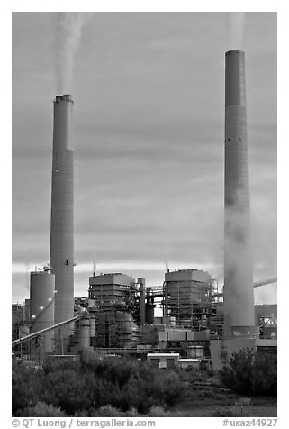 Smokestacks, Cholla generating station,. Arizona, USA (black and white)