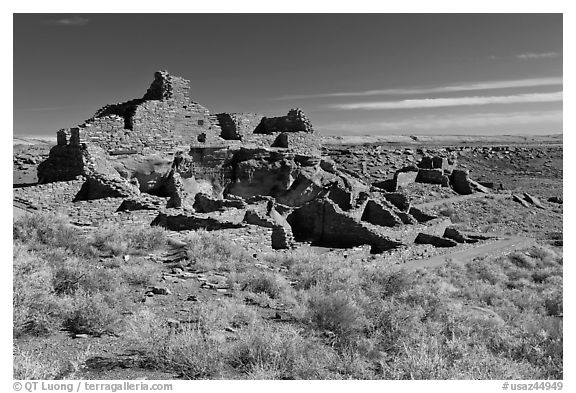 Wupatki Pueblo. Wupatki National Monument, Arizona, USA (black and white)