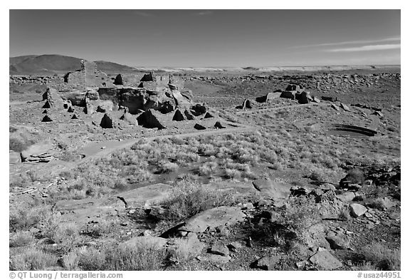 Sinagua culture site. Wupatki National Monument, Arizona, USA (black and white)