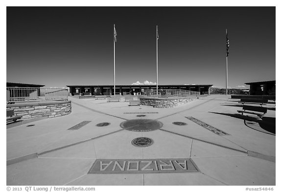 Four Corners Quadripoint. Four Corners Monument, Arizona, USA (black and white)