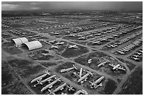 Aerial view of Aircraft Maintenance and Regeneration Group Boneyard. Tucson, Arizona, USA ( black and white)