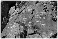 Petroglyphs, Badger Springs Canyon. Agua Fria National Monument, Arizona, USA ( black and white)