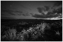 Pueblo la Plata ruins at night. Agua Fria National Monument, Arizona, USA ( black and white)