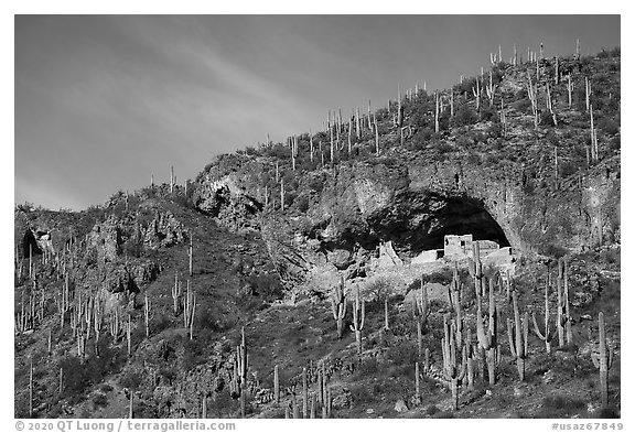 Lower cliff dwelling, Tonto National Monument. Tonto Naftional Monument, Arizona, USA (black and white)