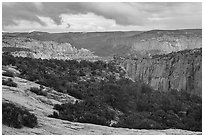 Distant cliffs, Tsegi Canyon system. Navajo National Monument, Arizona, USA ( black and white)