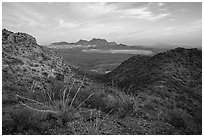 Silver Bell Mountains and mine at sunrise. Ironwood Forest National Monument, Arizona, USA ( black and white)