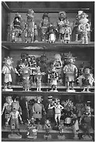 Ritual Hopi Kachina figures. Hubbell Trading Post National Historical Site, Arizona, USA (black and white)