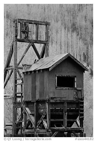 Historic mining structure, Rico. Colorado, USA (black and white)