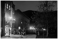 Sheridan opera house entrance by night. Telluride, Colorado, USA ( black and white)