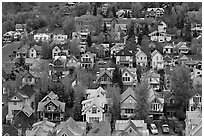 School and houses seen from above. Telluride, Colorado, USA ( black and white)