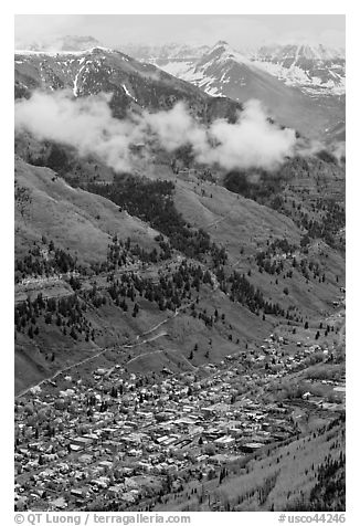 Town in mountain valley. Telluride, Colorado, USA