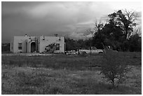 Adobe house on the reservation. Taos, New Mexico, USA (black and white)