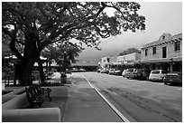 Plazza and shops. Taos, New Mexico, USA (black and white)
