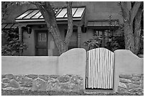 Residential front yard. Taos, New Mexico, USA ( black and white)