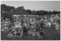 Cemetery at sunset, Rancho de Taos. Taos, New Mexico, USA ( black and white)