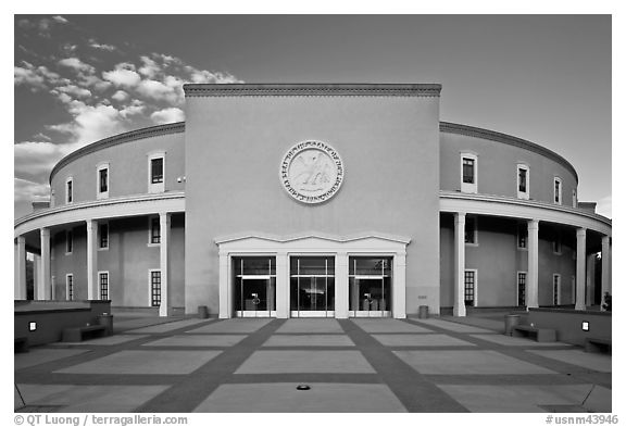 The Roundhouse (New Mexico Capitol). Santa Fe, New Mexico, USA (black and white)