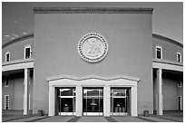 West entrance of New state Mexico Capitol. Santa Fe, New Mexico, USA ( black and white)