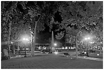 Park on the Plazza by night. Santa Fe, New Mexico, USA ( black and white)