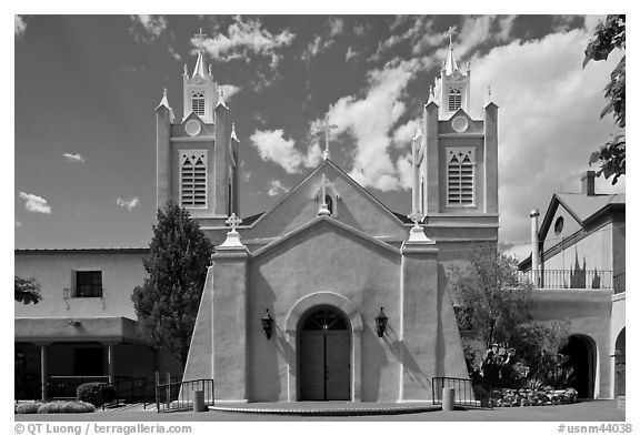 Church San Felipe de Neri. Albuquerque, New Mexico, USA (black and white)