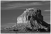Fajada Butte, early morning. Chaco Culture National Historic Park, New Mexico, USA (black and white)