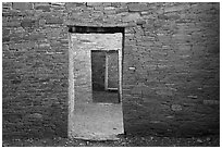 Aligned doorways. Chaco Culture National Historic Park, New Mexico, USA ( black and white)