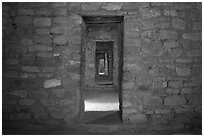Inside West Ruin. Aztek Ruins National Monument, New Mexico, USA ( black and white)