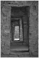 Chacoan doors, West Ruin. Aztek Ruins National Monument, New Mexico, USA ( black and white)