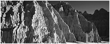 Desert erosion formations. Nevada, USA (Panoramic black and white)
