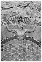 Memorial in Art Deco style to accident victims during the construction. Hoover Dam, Nevada and Arizona (black and white)