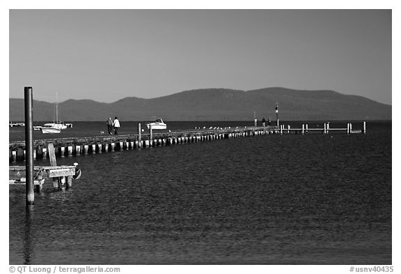 Long pier, South Lake Tahoe, Nevada. USA (black and white)