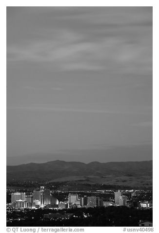 Skyline at sunset. Reno, Nevada, USA (black and white)