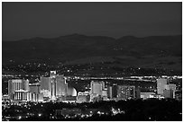 Reno skyline at dusk. Reno, Nevada, USA ( black and white)