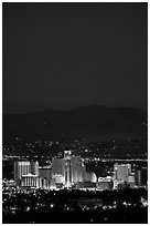 Reno skyline at night. Reno, Nevada, USA ( black and white)